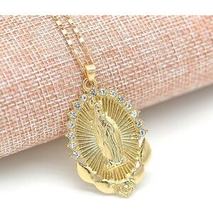 18K Gold Plated Virgin Mary Pendant Necklace